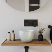 Lavabo da appoggio tondo in microcemento 22,5x15,5 cm bianco | Sevan