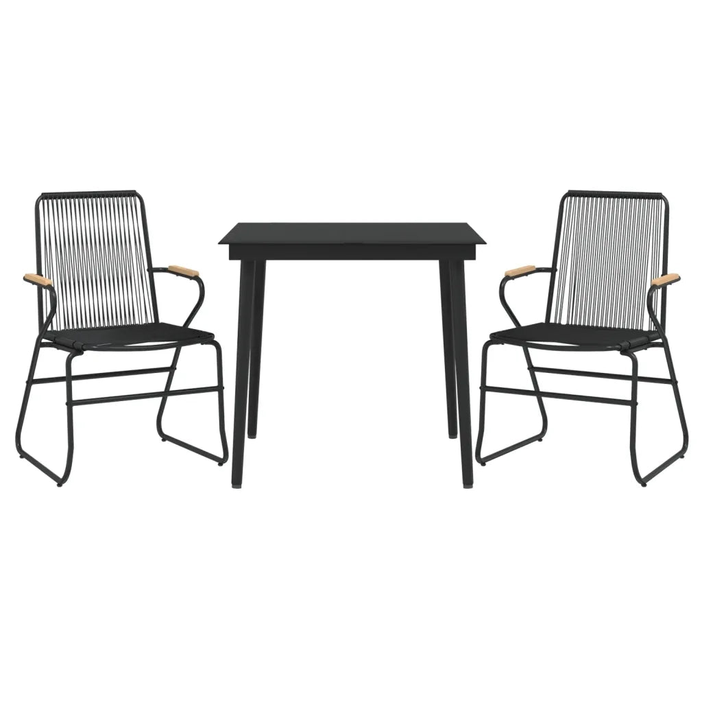 Set da Pranzo da Giardino 3 pz Nero in Rattan PVC