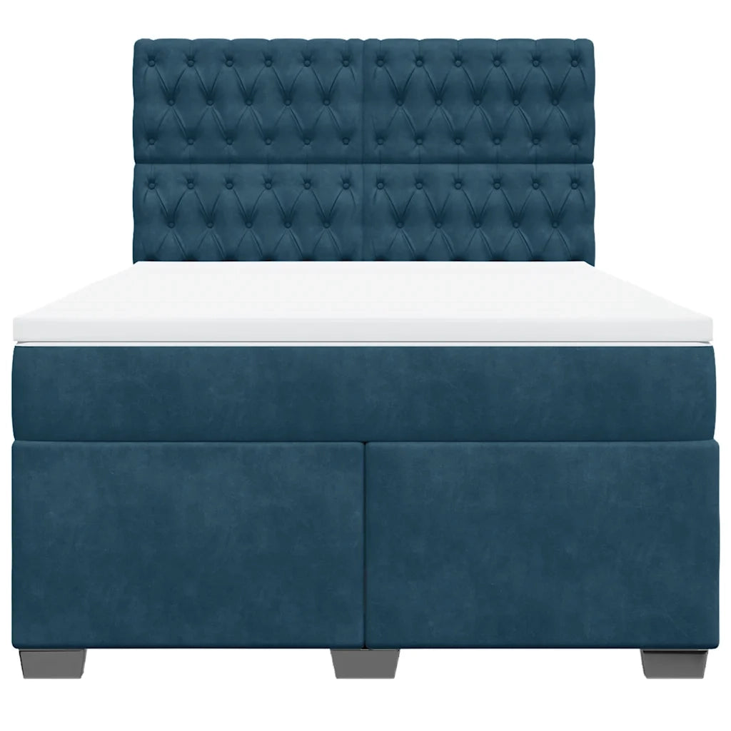 Giroletto a Molle con Materasso Blu 140x190 cm in Velluto 3293216