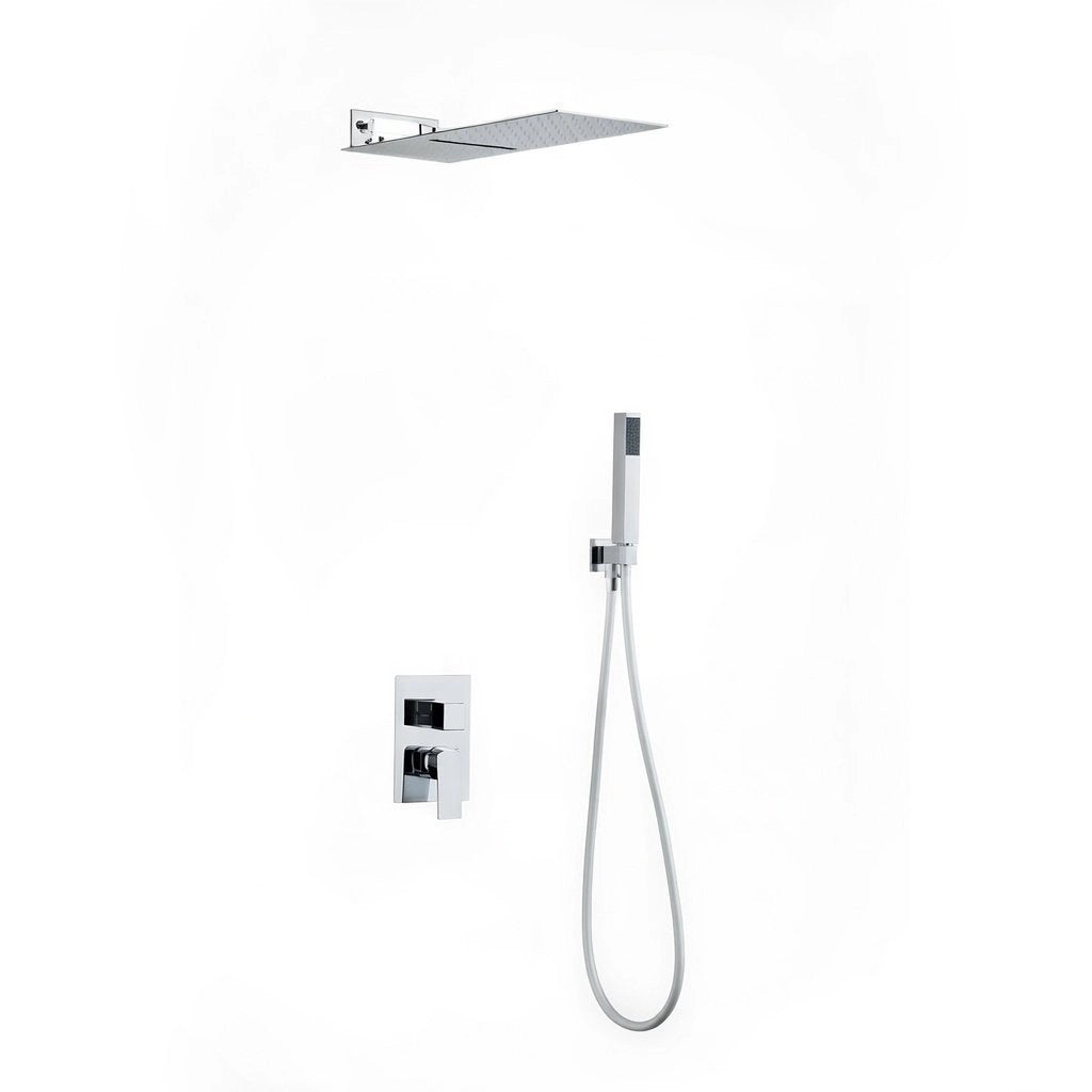 Set doccia completo di incasso doccia, soffione e doccetta quadro Cromato SY-1016C TOKYO