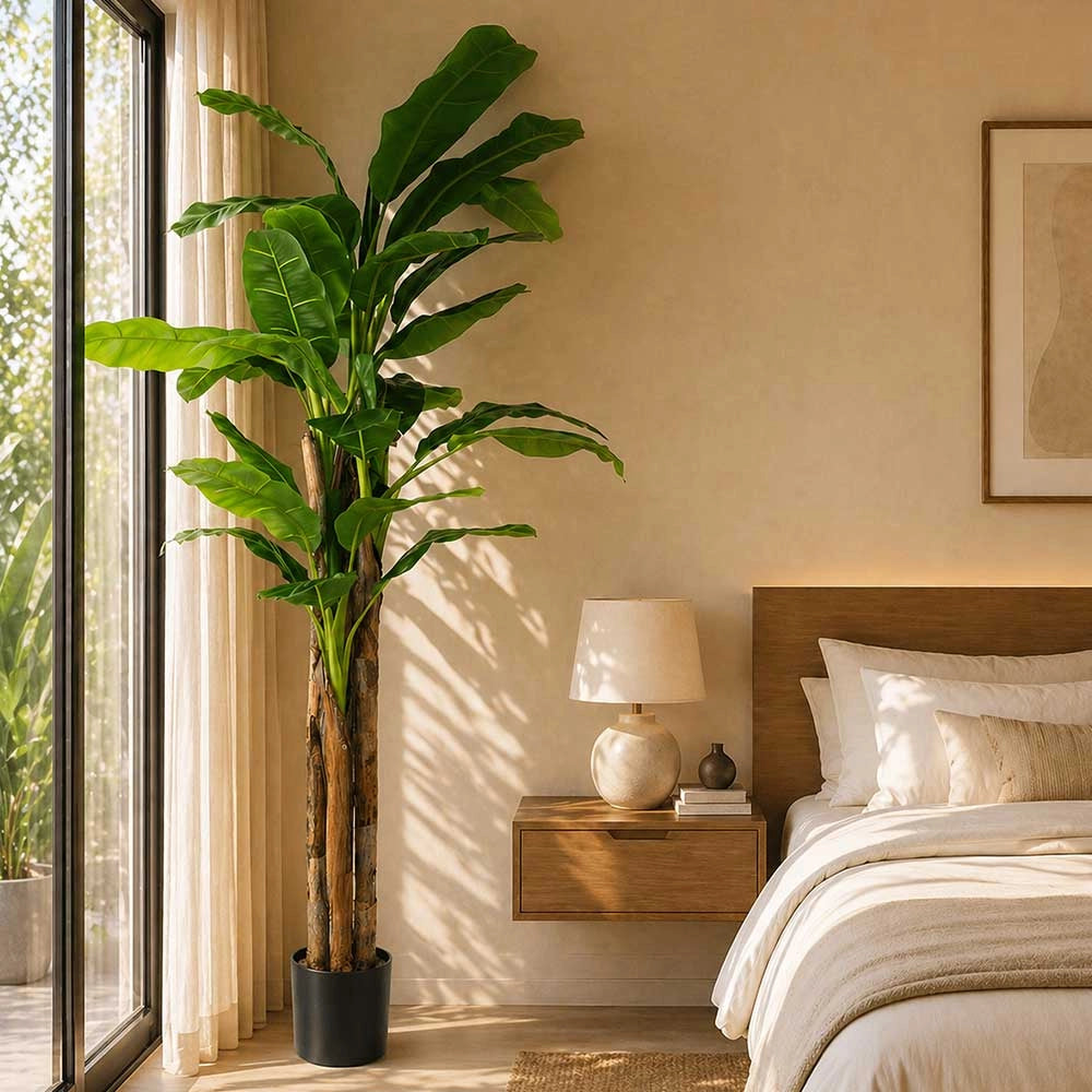 Banano Artificiale con vaso plastica pianta tropicale finta realistica h 270 cm