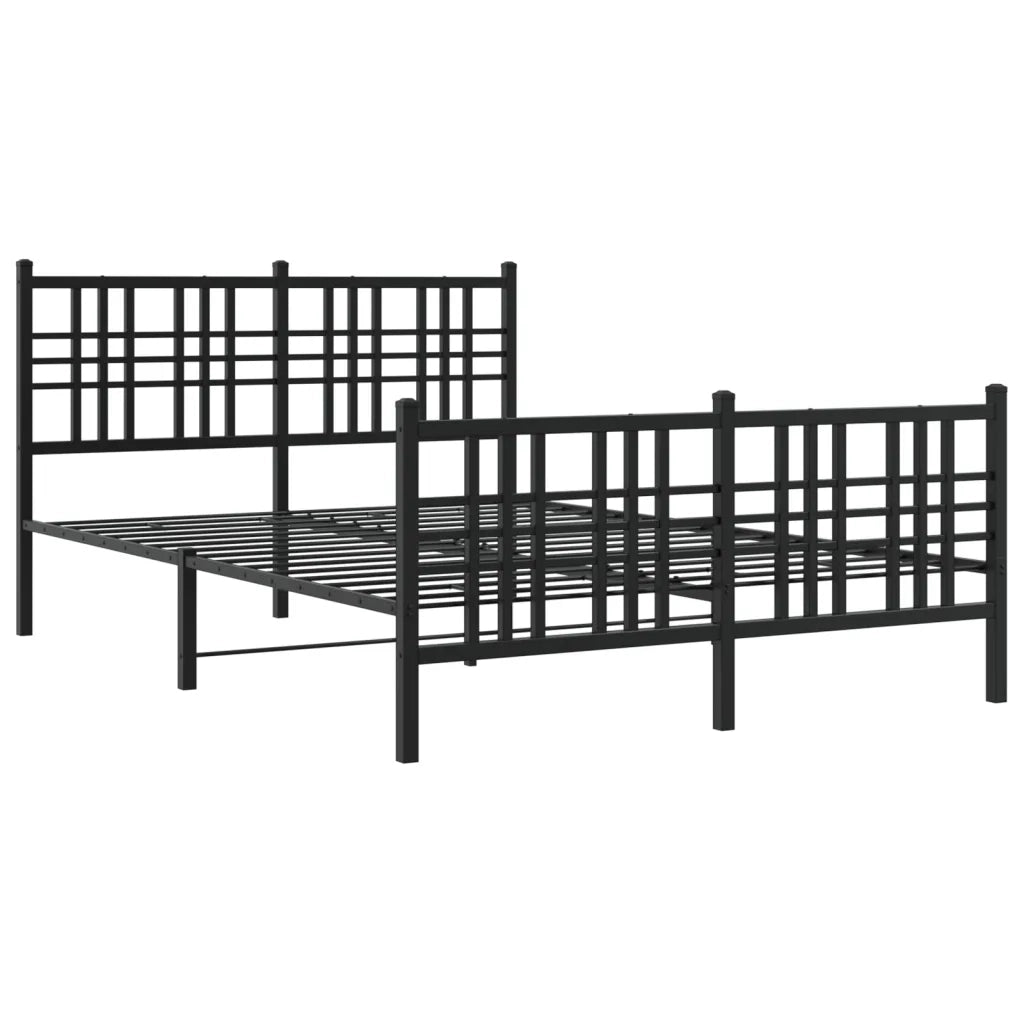 Giroletto con Testiera e Pediera-Struttura Letto Metallo Nero 137x190 cm 543109