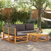 Set di divani da giardino 5 pezzi con cuscini in legno di acacia e rattan