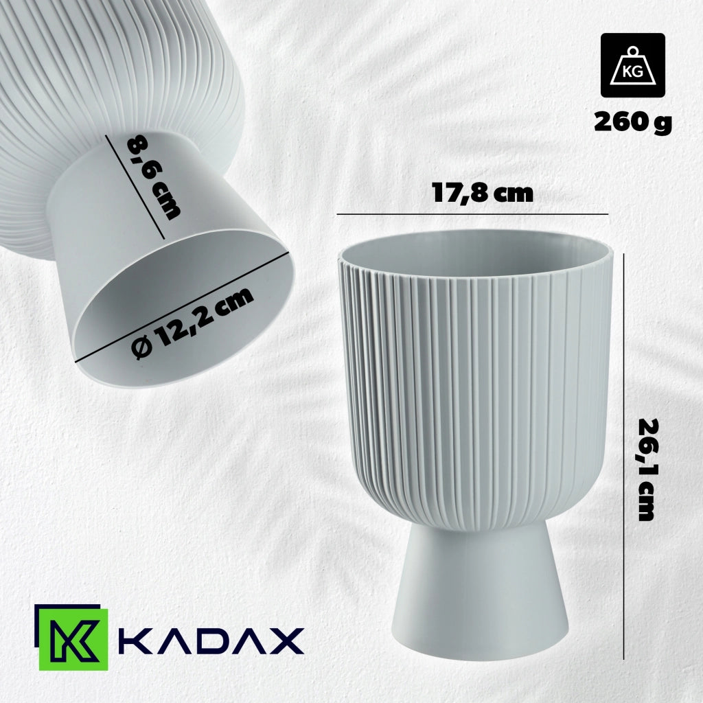 Vaso da fiori KADAX, vaso per piante da giardino, copertura in plastica, 18 cm, supporto per fiori, grigio