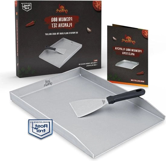 Plancha grill a gas - piastrelle 4 mm in acciaio inossidabile - 30 x 40 cm - resistente all'induzione e al lavastoviglie