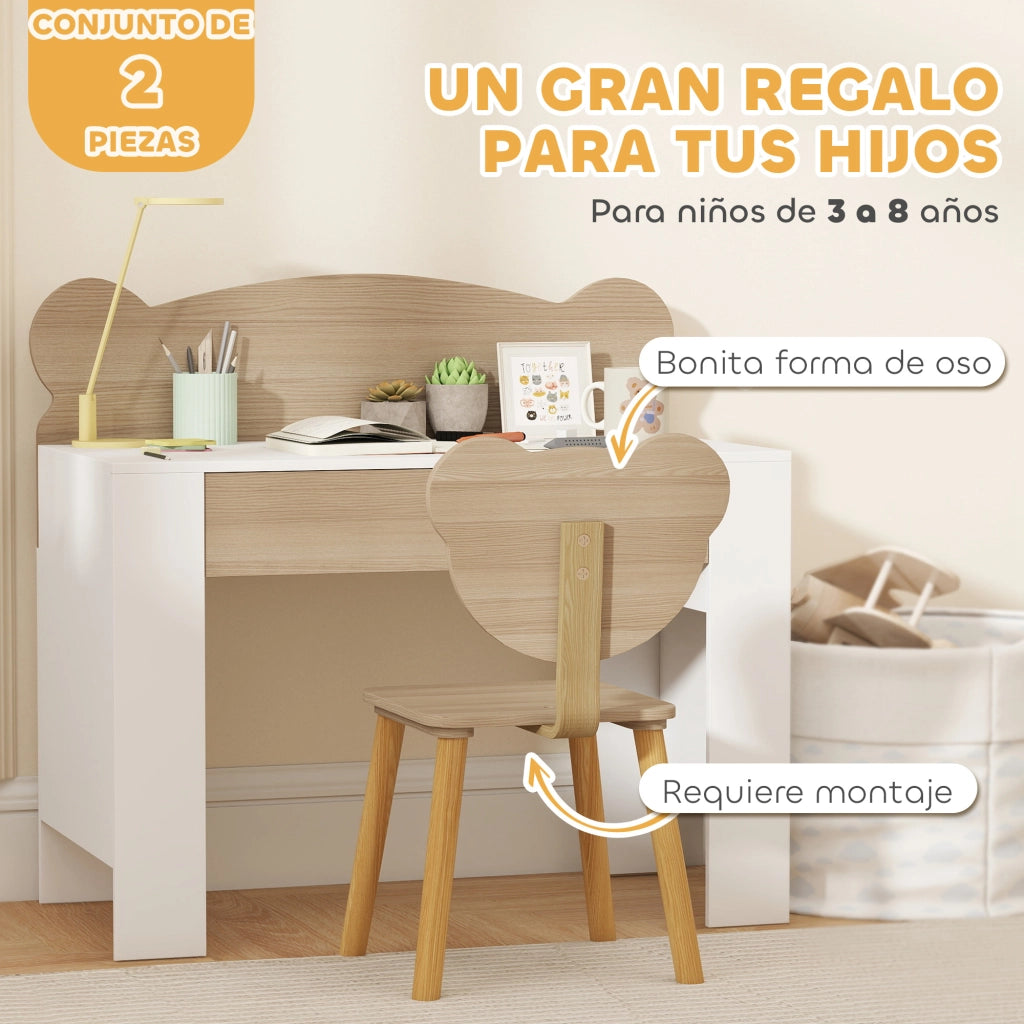 Scrivania per Bambini con Sedia ¨C zephmum ¨C Legno 80x41x74,5 cm