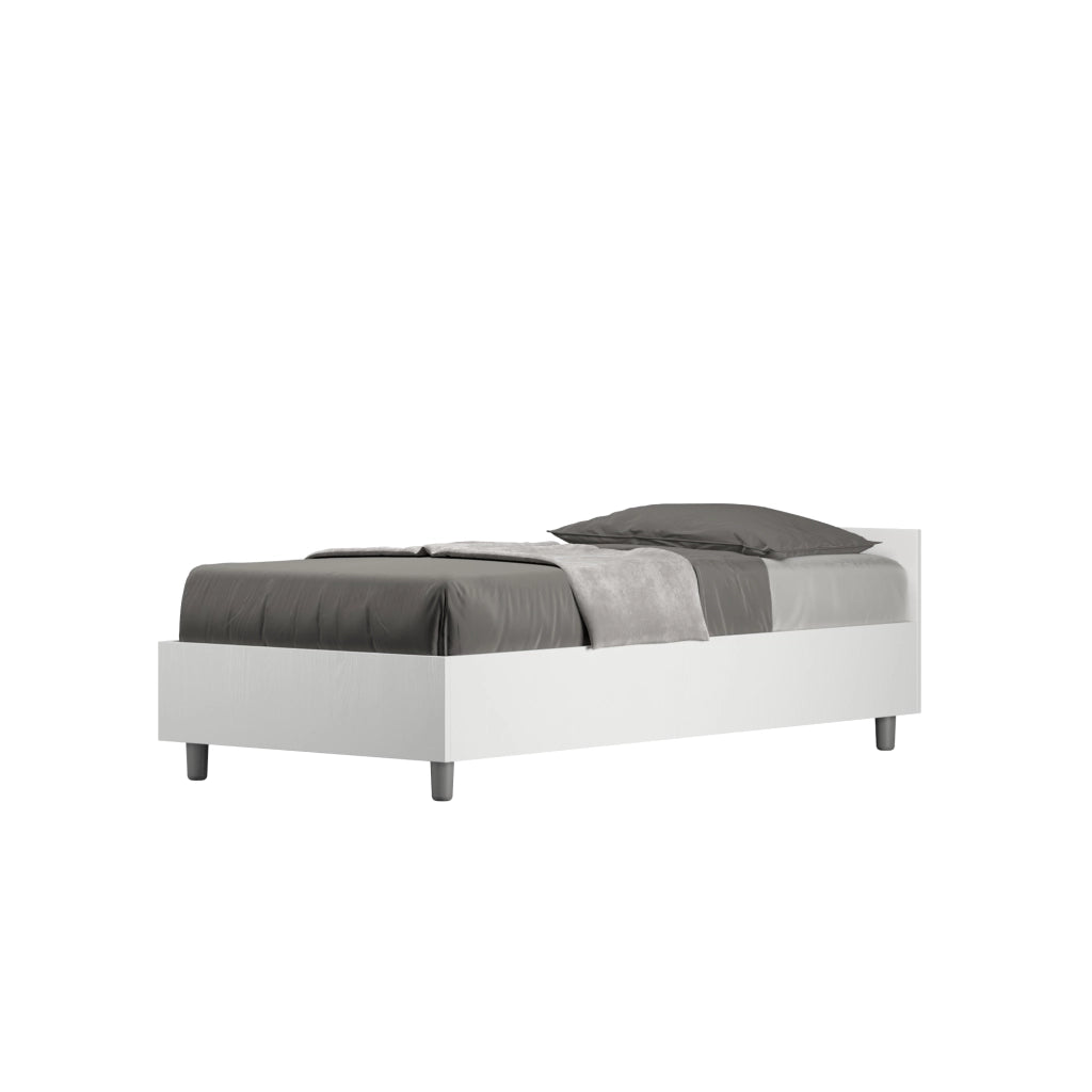BS COM Letto singolo contenitore 80x200 bianco frassino