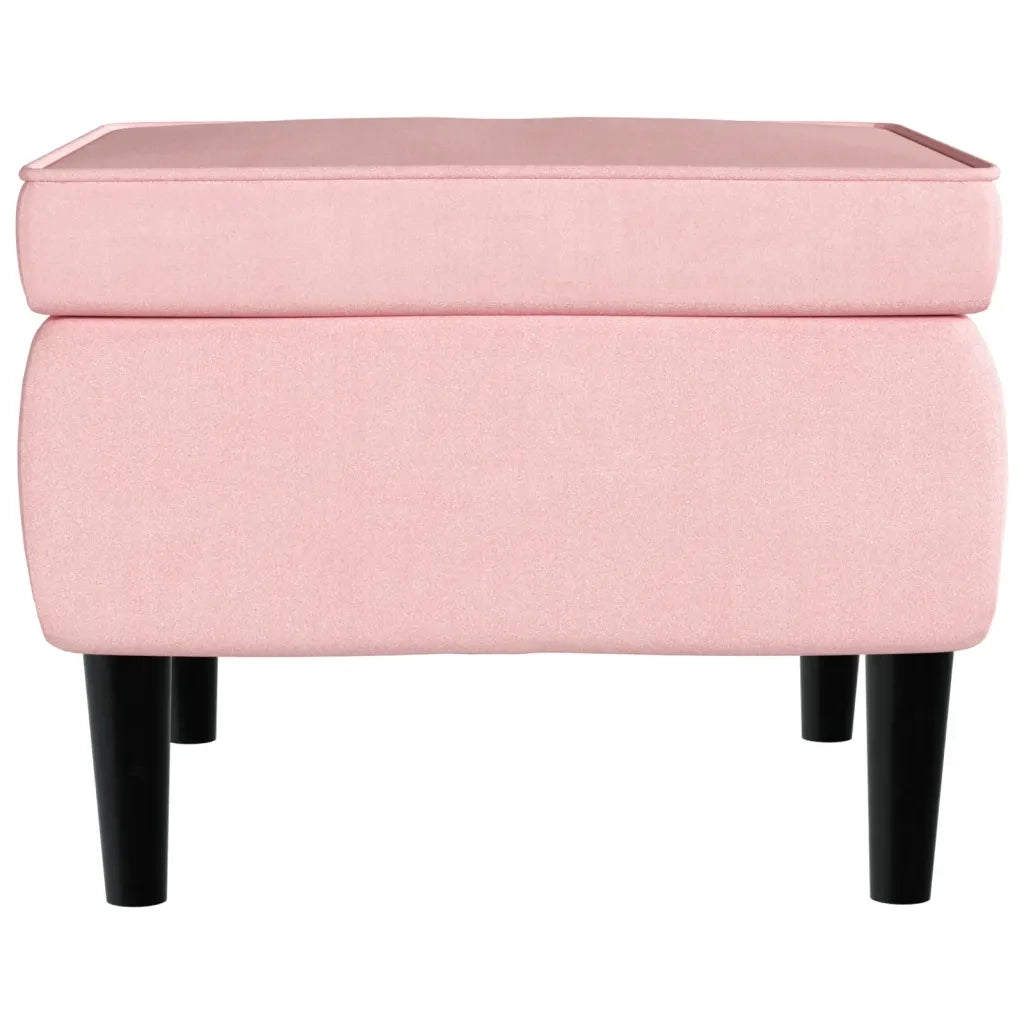 Poltrona | Sedia Relax con Schienale ad Ala con Poggiapiedi Rosa in Velluto