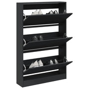 Scarpiera-Scaffale per scarpe Nera 80x21x125,5 cm in Legno Multistrato
