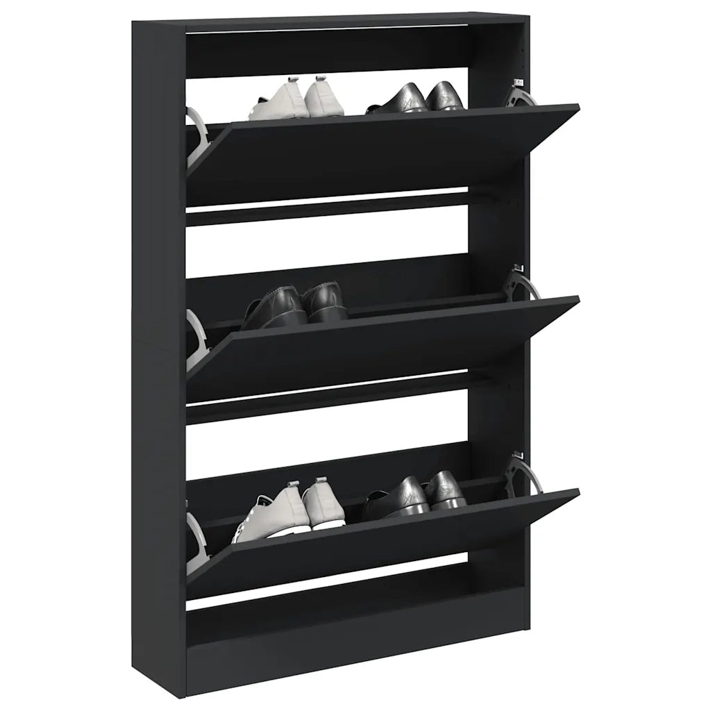 Scarpiera-Scaffale per scarpe Nera 80x21x125,5 cm in Legno Multistrato