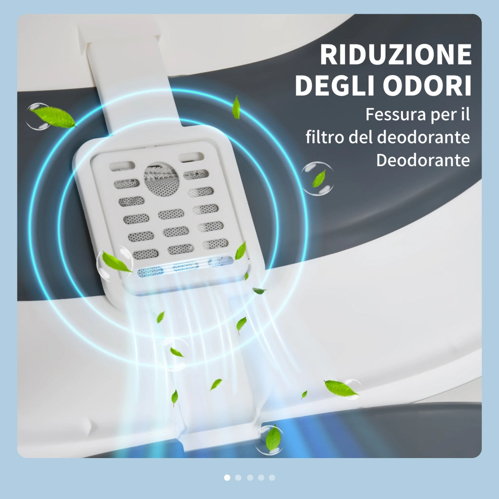 Lettiera per Gatti 5kg max con Paletta e Deodorante Inclusi, Design Pieghevole e Maniglia, in PP e ABS, 52x41x38 cm