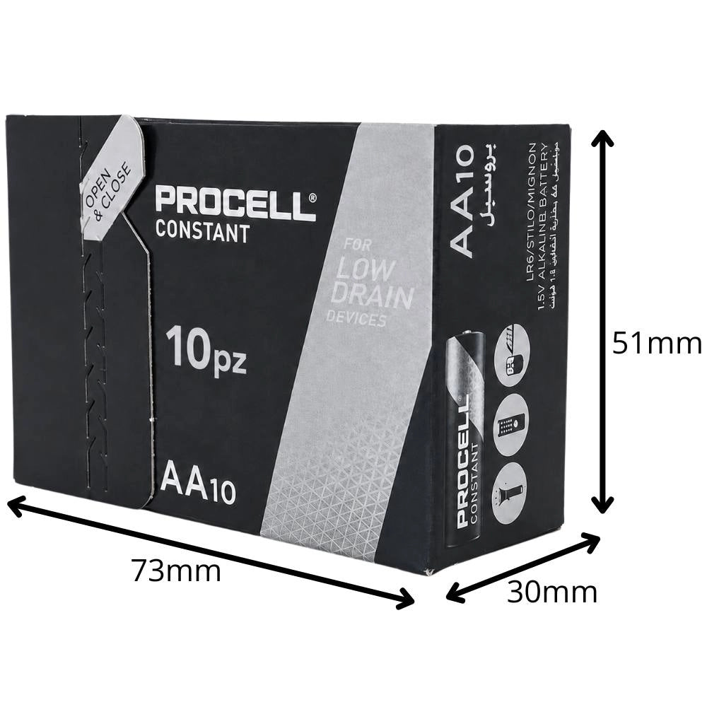 Pile alcaline stilo aa lr6 procell 1,5v confezione da 10 pezzi