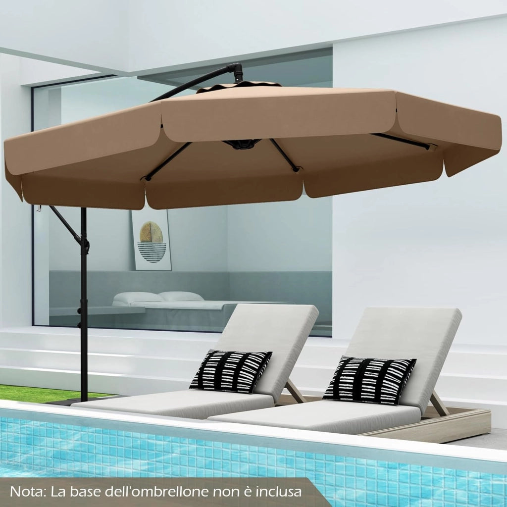 Ombrellone da Giardino 290 cm a Braccio | Inclinazione Regolabile, Manovella, 8 Stecche, Telo Solare, Copertura Inclusa