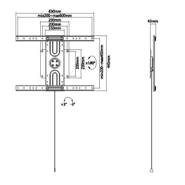 Equip 650331 supporto a parete per tv rotante universale da 37” a 80” - 650331C