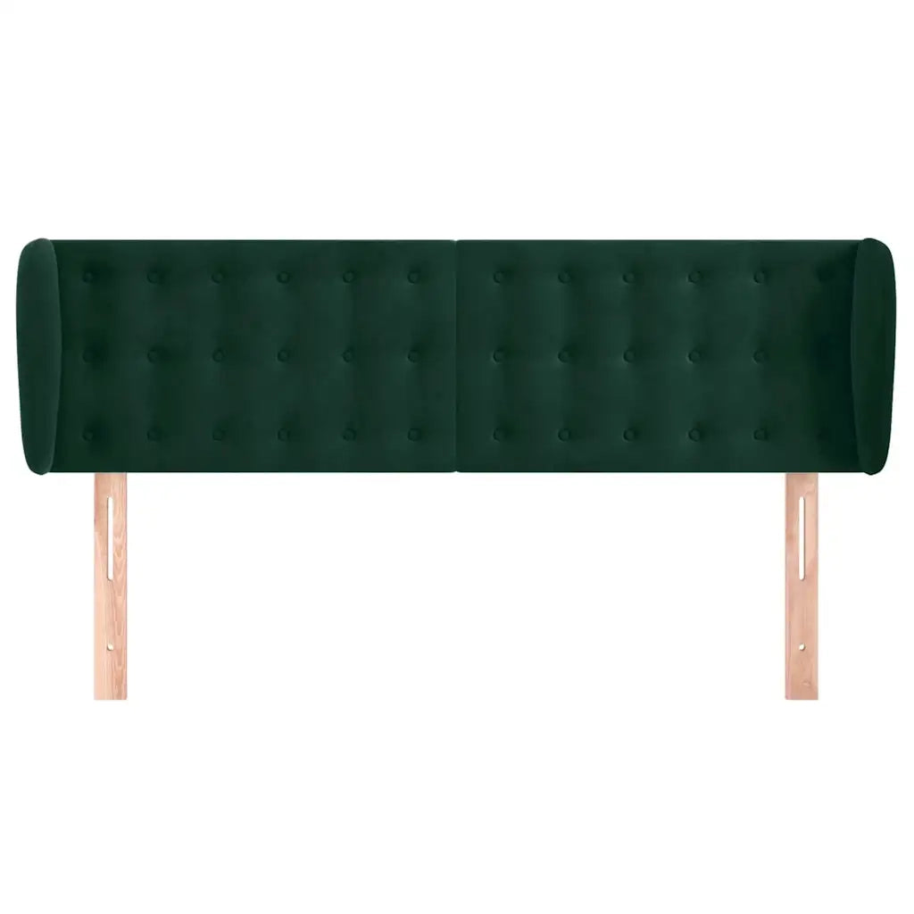 Testiera ad Orecchio-Testata con Orecchie Verde Scuro 147x23x78/88 cm in Velluto 624044