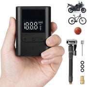Mini pompa per bicicletta - Pompa portatile - Inflazione pneumatici - Spegnimento automatico - 100 PSI - Nero