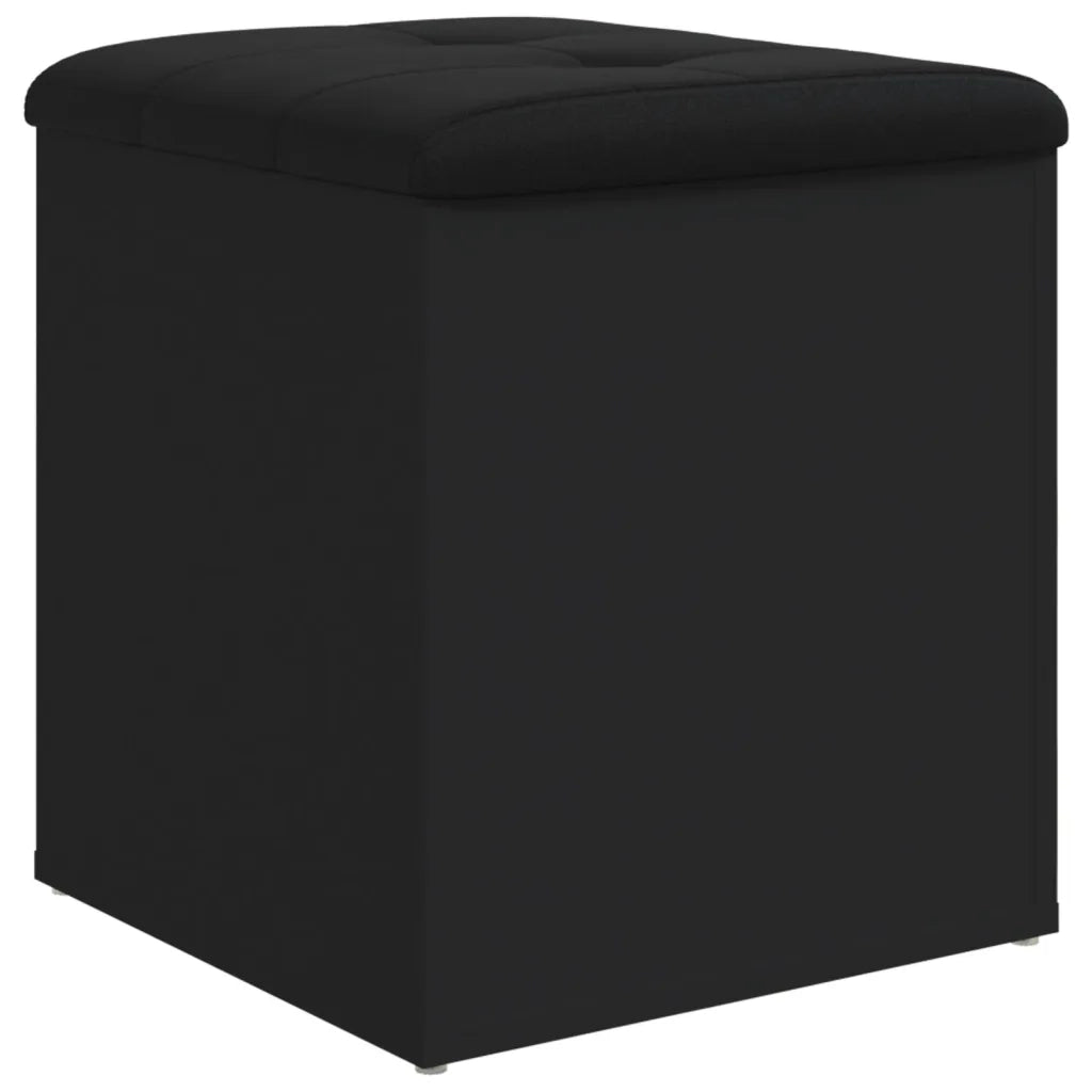 Panca Portaoggetti-Sgabello-Panca con Contenitore Nera 42x42x45 cm in Legno Multistrato