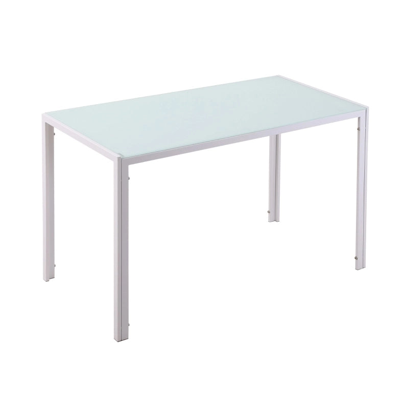 Tavolo da pranzo 120x60x75 cm per 4 persone in vetro temperato e metallo bianco