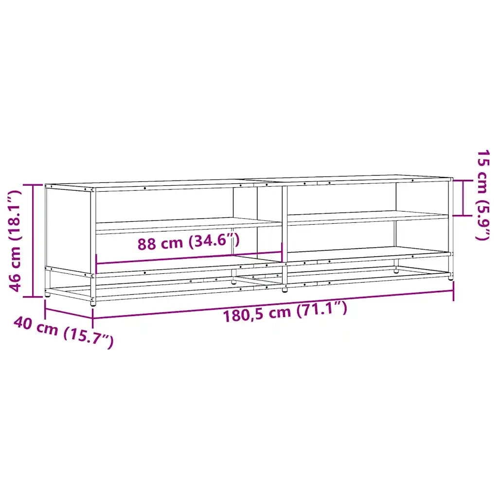 Mobile Porta TV Nero 180,5x40x46 cm in Truciolato 3300800