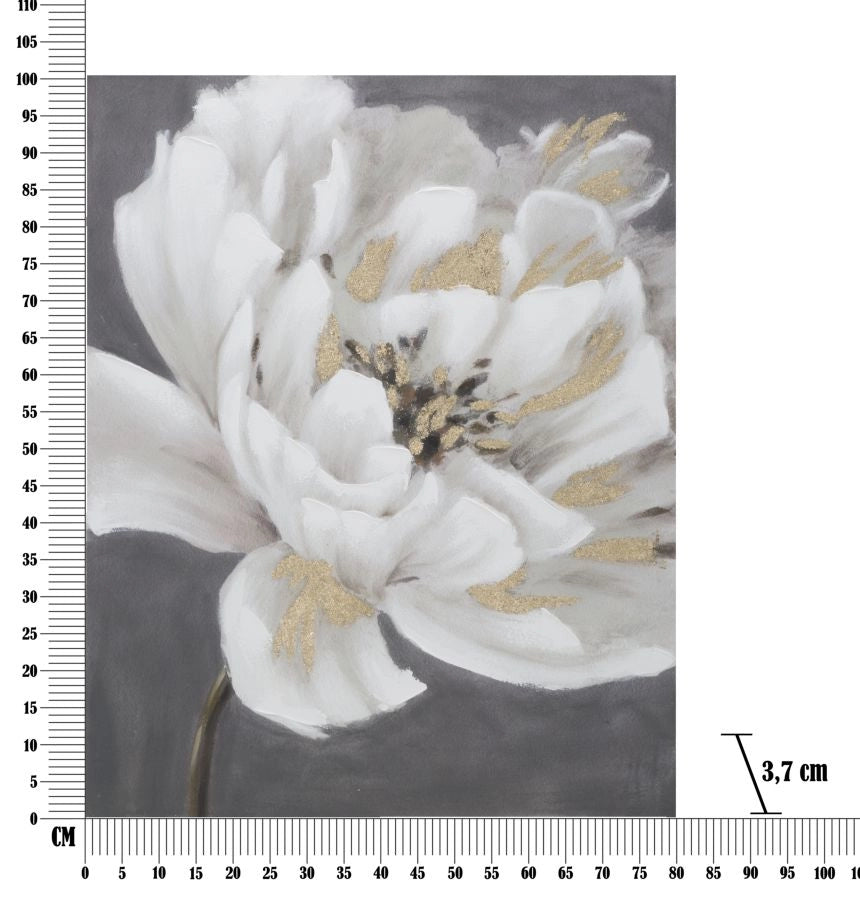 DIPINTO SU TELA WHITE/GOLD FLOWER CM  80X3,7X100