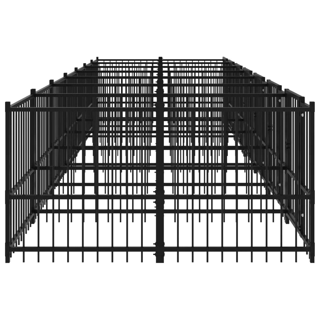 Gabbia per cuccia recinto per animali da esterno per cani in acciaio 13,14 m² nero 02_0041787