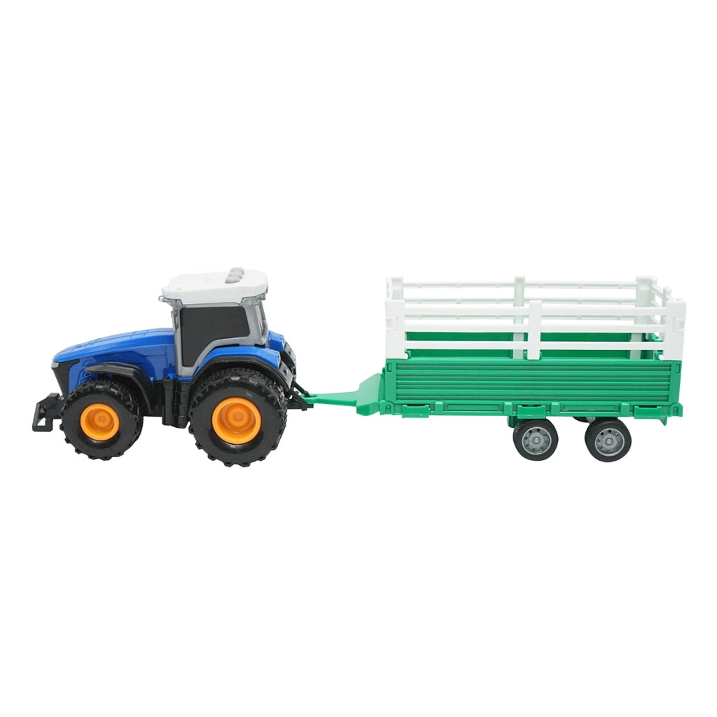 Trattore blu con rimorchio, 304x85x83mm giocattolo per bambini +3 anni