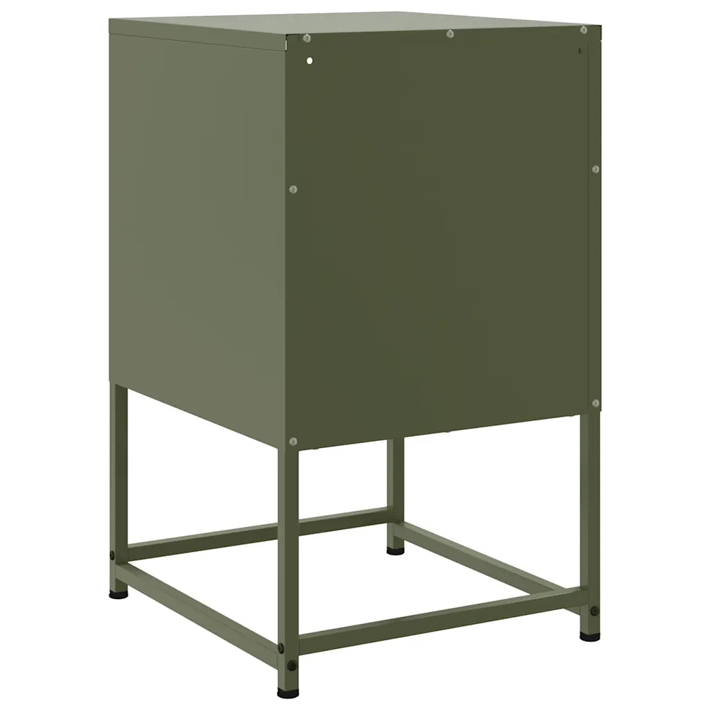 Comodini 2 pz-Set di 2 Tavolino da notte Verde Oliva 36x39x60,5 cm in Acciaio 162607