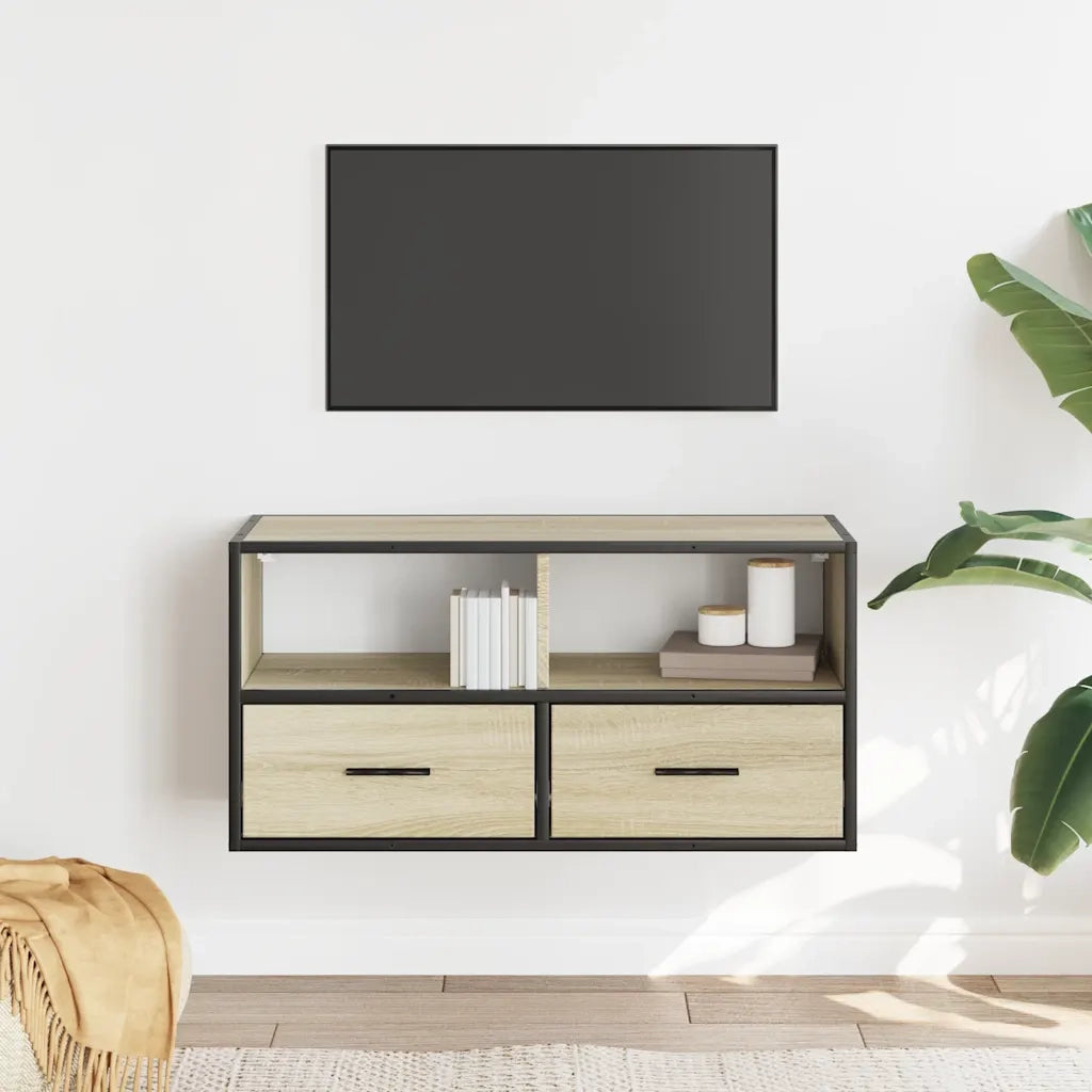 Mobile TV Rovere Sonoma 80x31x39,5 cm Legno Multistrato Metallo 848920