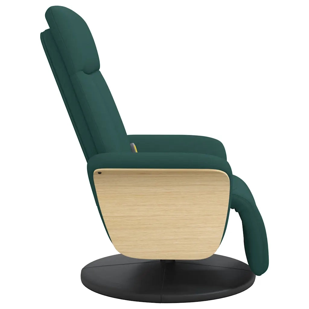 Divano Sedia-Poltrona Reclinabile Massaggio Poggiapiedi Verde Scuro Tessuto 517403