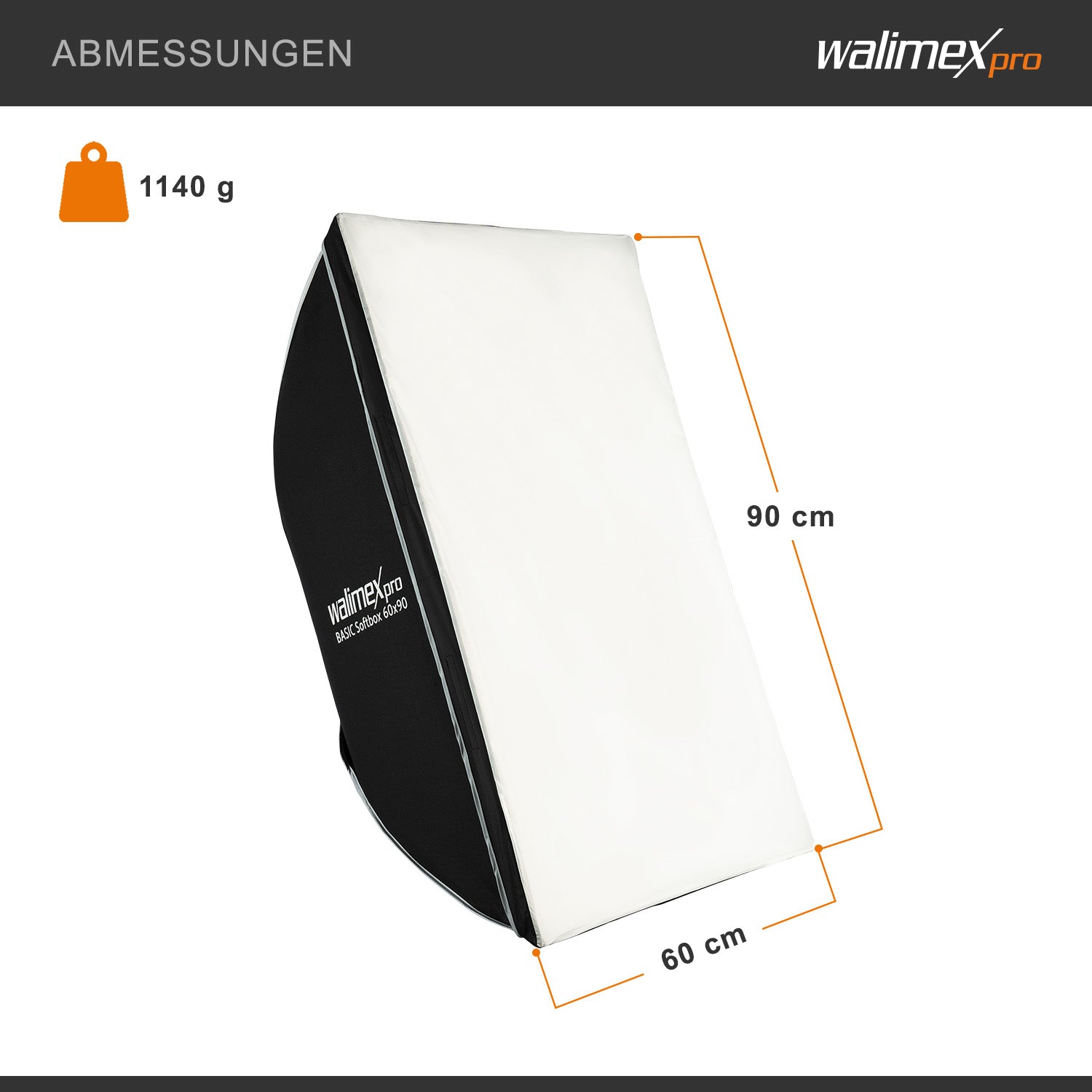 Softbox 60x90cm, girevole a 360°, incluso diffusore frontale e intermedio, borsa per il trasporto, adattatore Bowens, ideale per la fotografia di prodotti e persone