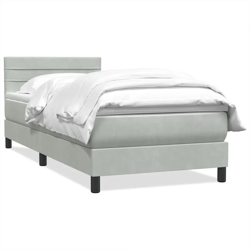 Giroletto a Molle con Materasso Grigio Chiaro 80x210 cm Velluto