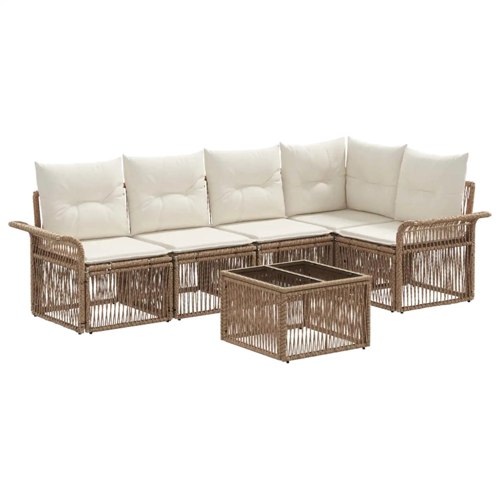 Set Divano da Giardino 6 pcs Beige polyrattan 3434832