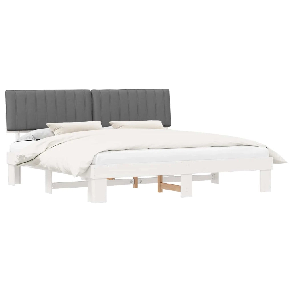 Letto con Testiera Rivestita Grigio chiaro 200 x 200 cm 3398098