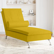 Chaise Longue Massaggi con Cuscino a Rullo Giallo in Velluto