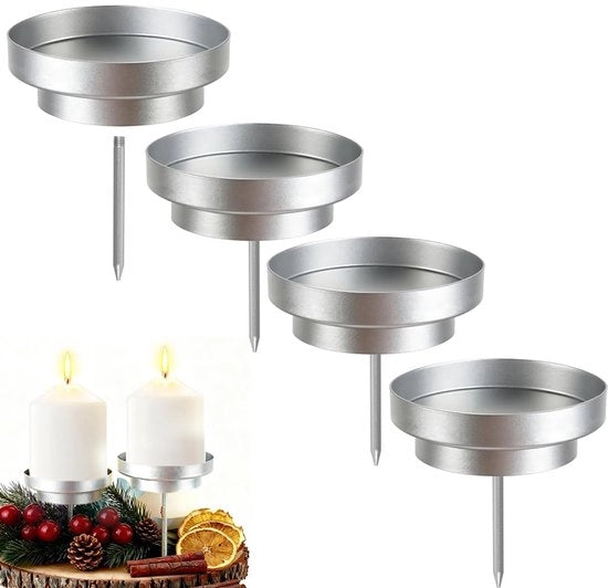 Adattatore per candele di advento - 4 pezzi - 8 cm di diametro - metallo stabile - adatto per decorazione di advento - facile da installare - candelabro