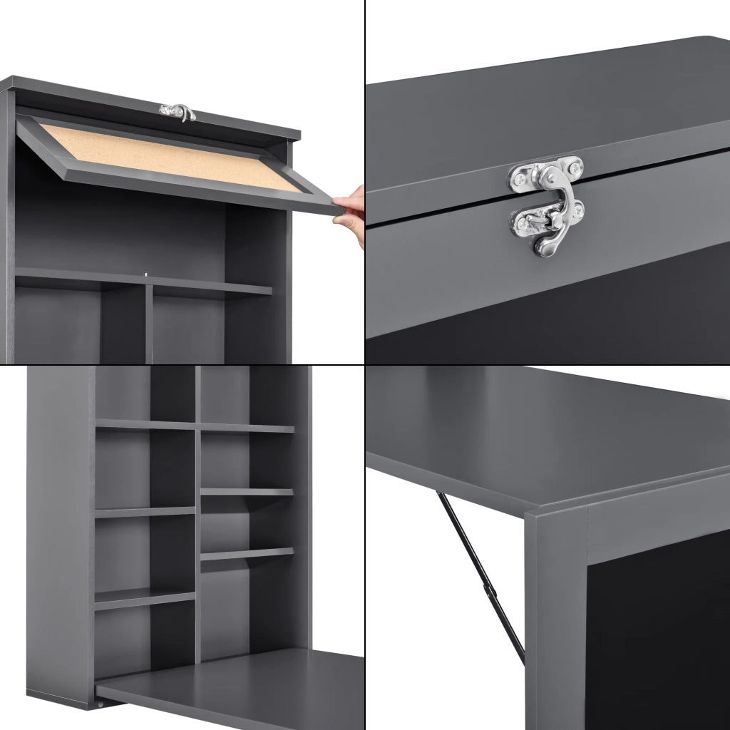 Tavolo pieghevole da parete scrivania pieghevole da parete MDF 156 cm grigio 03_0004359