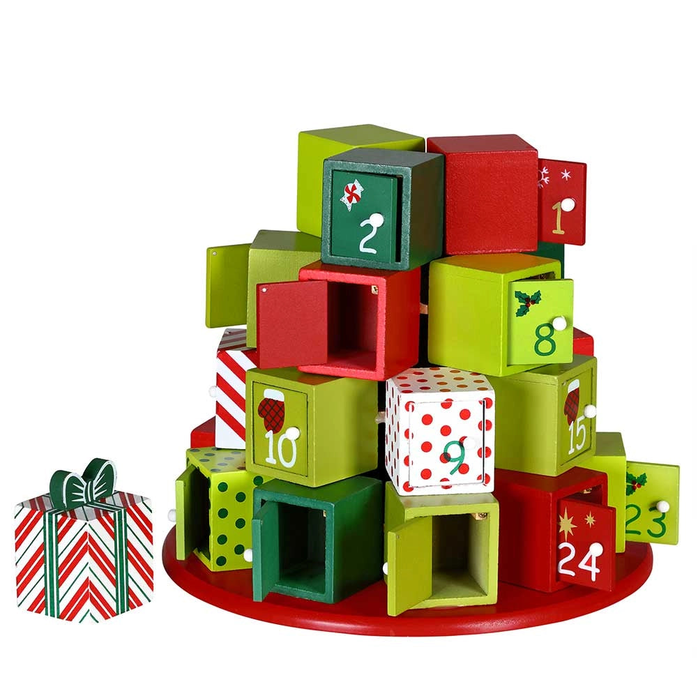 Calendario Avvento Natale Albere Regali Legno 24 Cassetti Decorazioni Natalizie