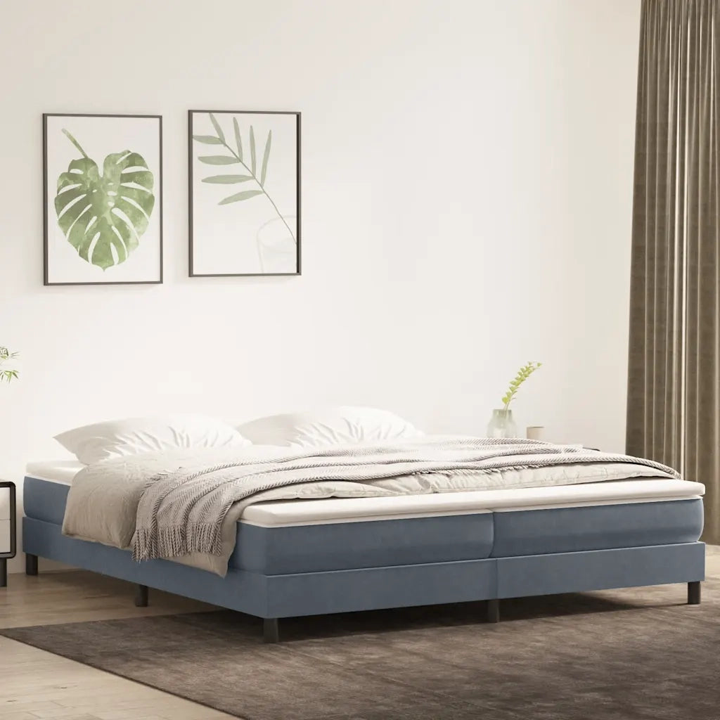vidaXL Letto a Molle senza Materasso Grigio Scuro 200x220 cm Velluto