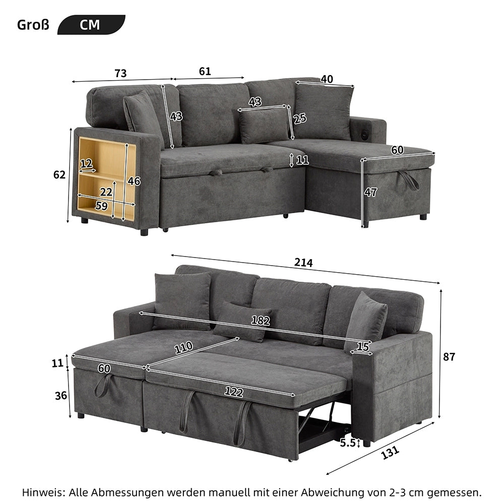 Divano angolare - Xylo - Contenitore integrato grigio scuro