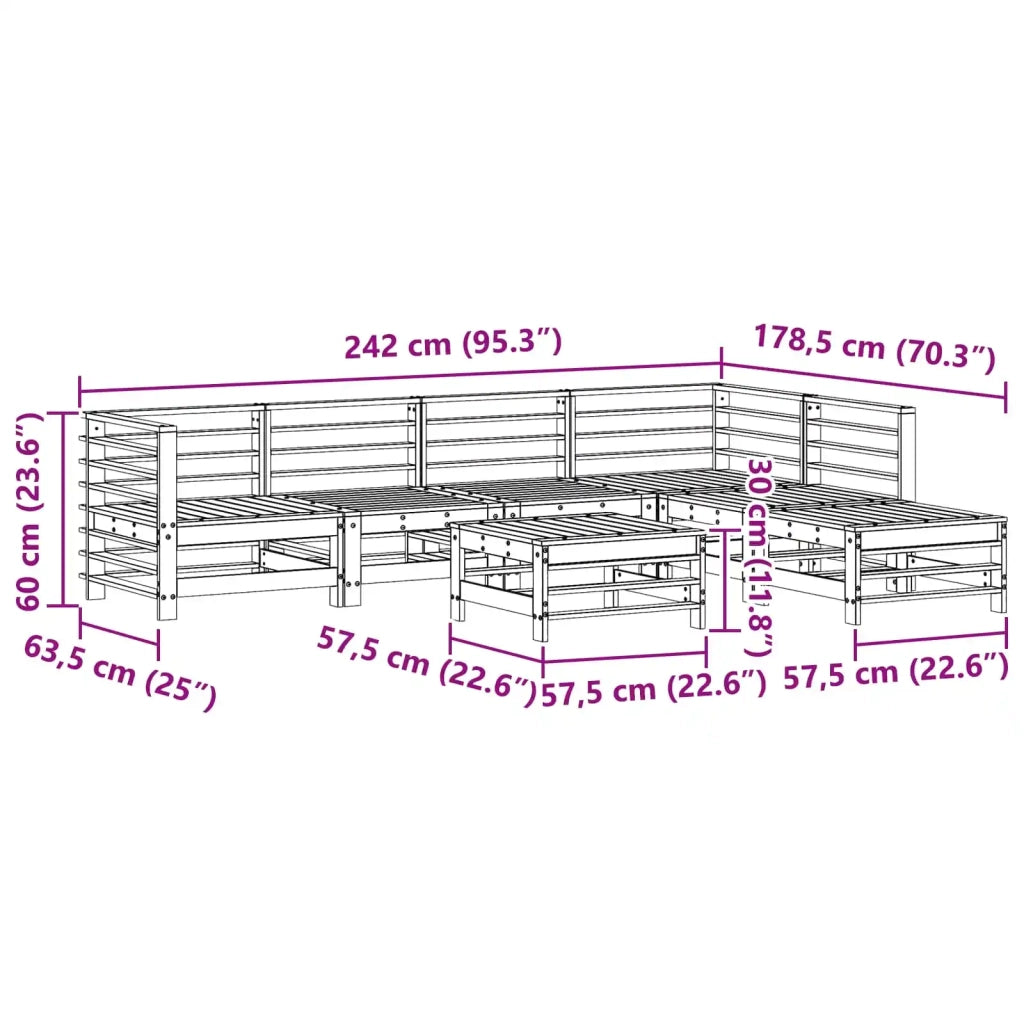 Set Lounge da Giardino 7 pcs Marrone Cera