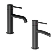 Miscelatori bagno lavabo e bidet serie jazz con leva in metallo e piletta facile installazione *** finitura- nero opa...