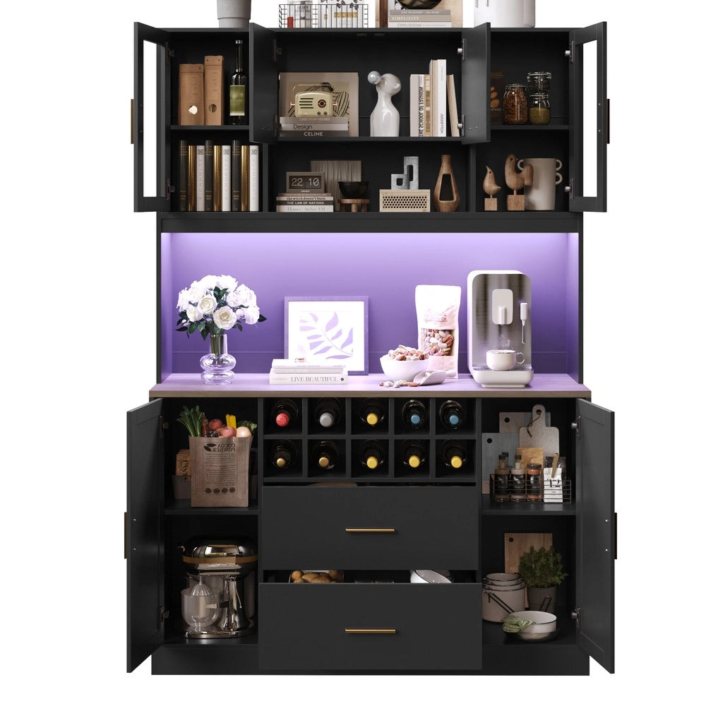 Mobile a Ante e Cassetti ¨C Minimal ¨C Bianco e Nero 120x36,3x180 cm con Led e Prese