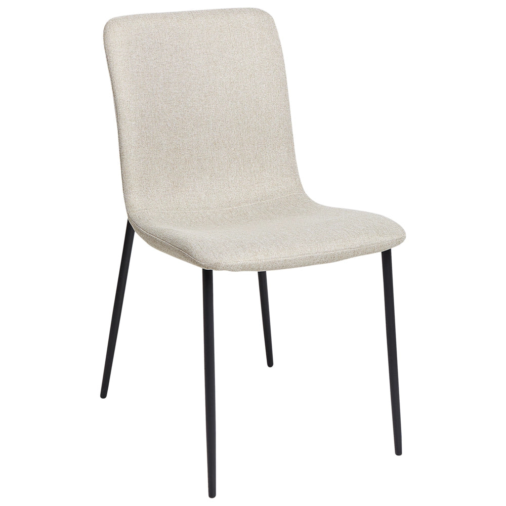 Set di 4 sedie da pranzo in tessuto poliestere Beige chiaro Sala da pranzo Gambe in ferro Elegante