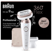 Braun Silk-épil 9 Flex epilatore 9-011 3D, wet and dry, testa flessibile 360°, 40 pinzette MicroGrip, oro