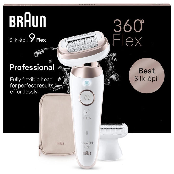 Braun Silk-épil 9 Flex epilatore 9-011 3D, wet and dry, testa flessibile 360°, 40 pinzette MicroGrip, oro