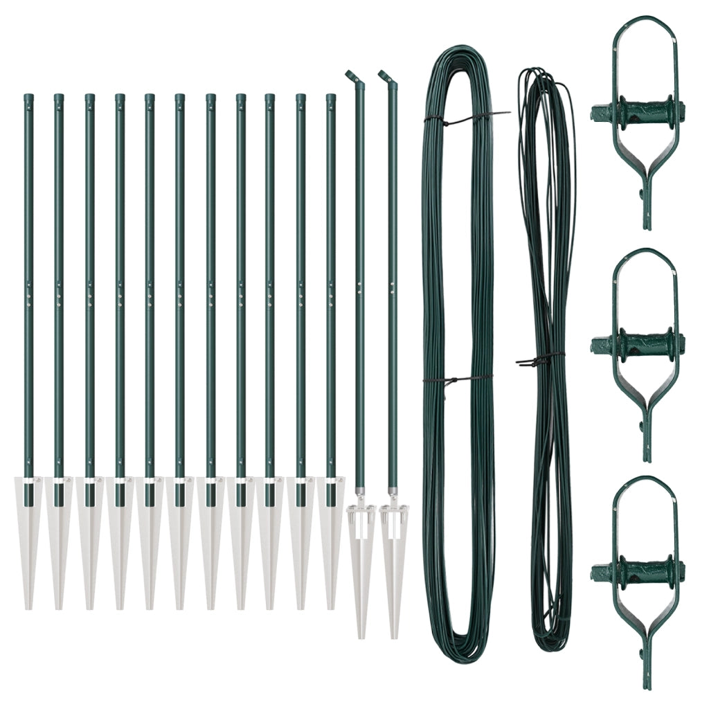 Pali di Recinzione con Punta 13 pezzi Ã˜32 mm 140 cm Acciaio Zincato