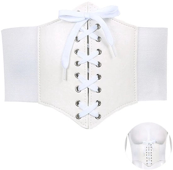 Corset per Donna con Cintura Elastica - Top Corset - Cinturino Elastico - Corsetto con Cinturino - Corsetto Retro - Disegno a Cinturino/Klittenband