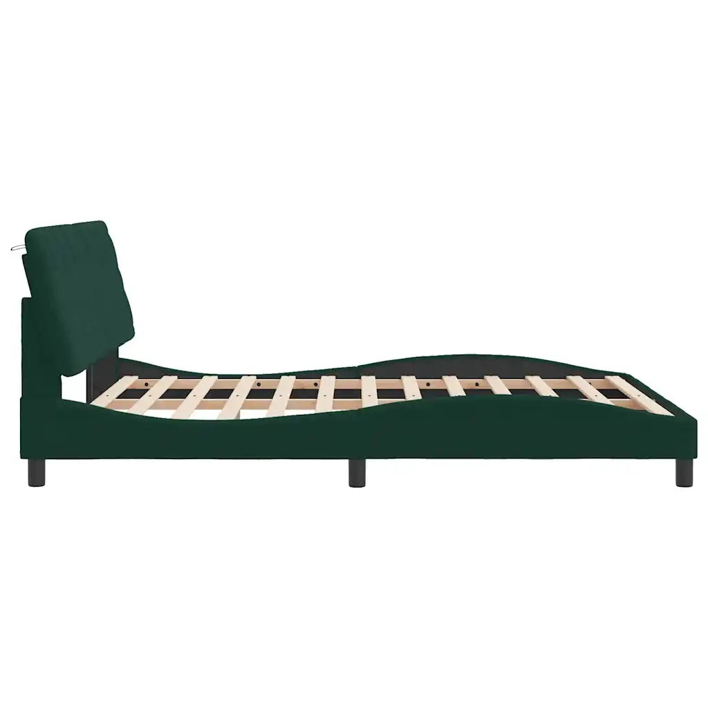 Giroletto senza Materasso Verde Scuro 160x200 cm in Velluto 3207932