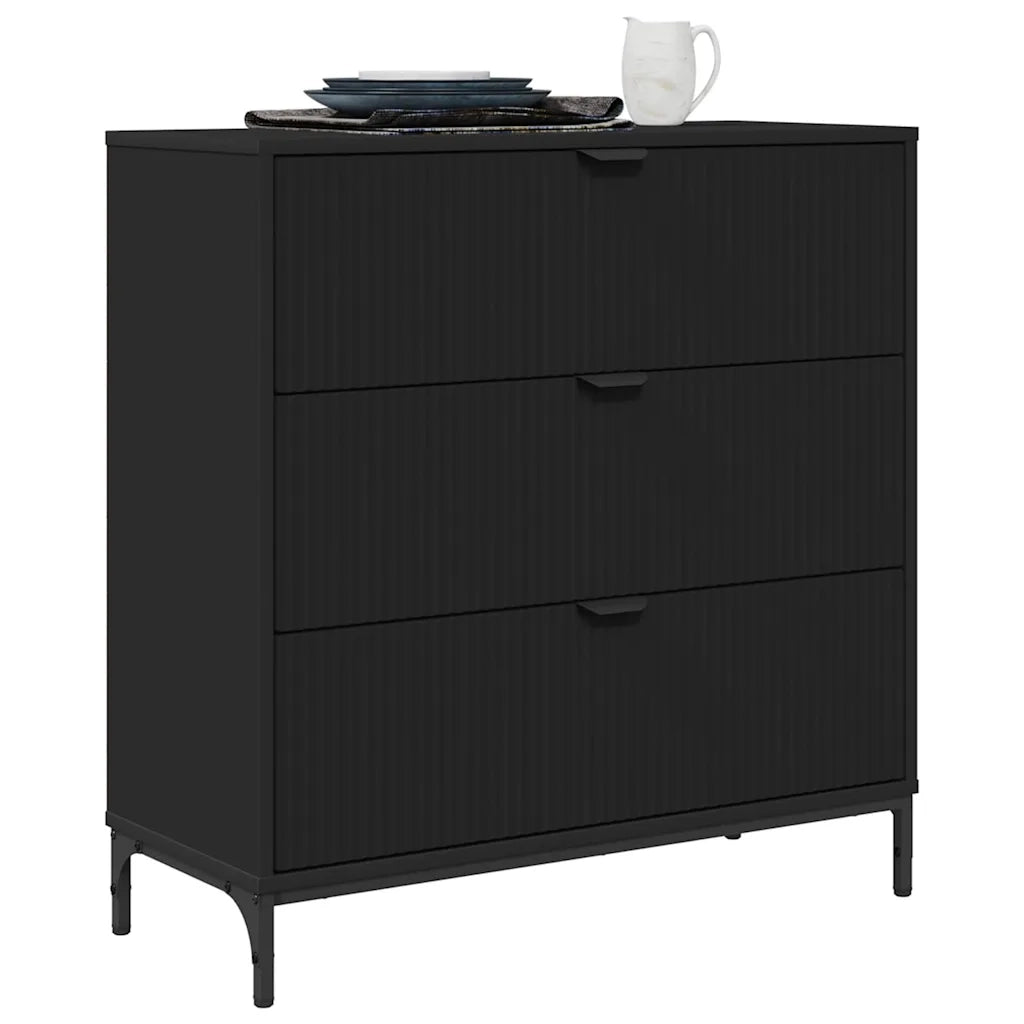 Credenza con Cassetto-Buffet-Armadio da cucina Nero 79.5 x 33 x 82 cm Legno multistrato