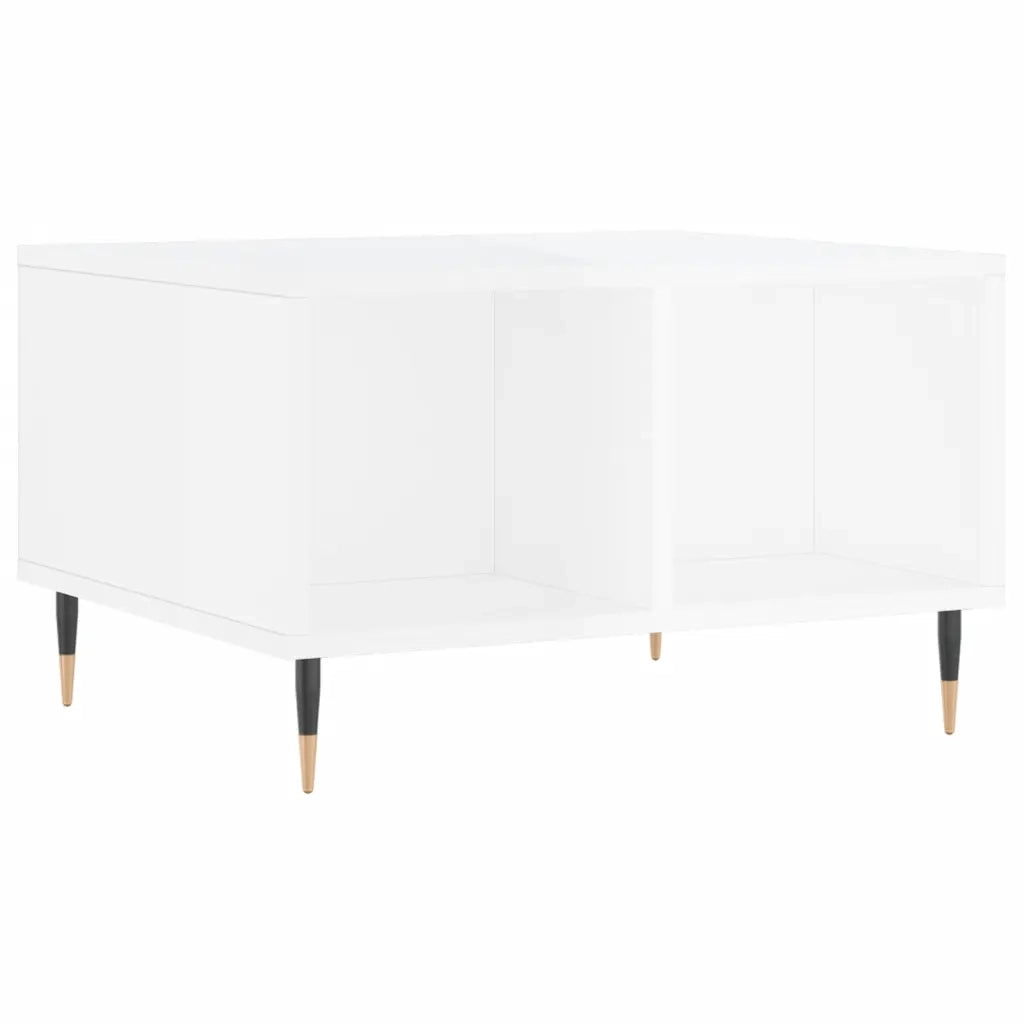 Tavolino Salotto-Tavolino da soggiorno-Tavolo Bianco Lucido 60x50x36,5 cm Legno Multistrato 187089